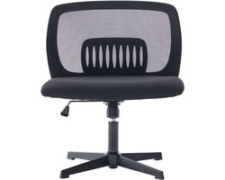 Stoelen zonder armleuningen, leesfauteuils met brede kussens, woonstoelen om in kleermakerszit te zitten, wipfunctie, hoogteverstelbaar, 360° draaibaar- Zwart +Mesh