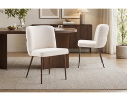 Stoelen/Eetkamerstoel 'Alix' in stof Beige kleur - H 82cm x B 51 x D 61 cm - Rousseau - Per stuk