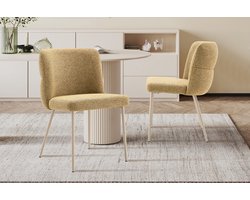 Stoelen/Eetkamerstoel 'Alix' in stof Geel kleur - H 82cm x B 51 x D 61 cm - Rousseau - Per stuk