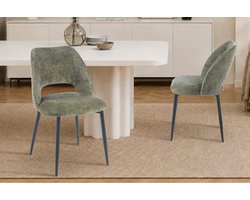 Stoelen/Eetkamerstoel 'Arlo' in stof Harmony Groen kleur - H 82cm x B 51 x D 59.5 cm - Rousseau - Per stuk