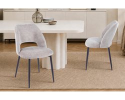 Stoelen/Eetkamerstoel 'Arlo' in stof Harmony Zand kleur - H 82cm x B 51 x D 59.5 cm - Rousseau - Per stuk