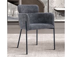 Stoelen/Eetkamerstoel Naomi | 60 X 60 X 83 Cm | Donkergrijs in stof - Set van 2