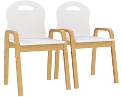 Stoelenset 2 stuks 39x34x49.5-61.5cm Wit Hout verstelbare hoogte studeerstoel relaxstoel eetkamerstoel met armleuningen eenvoudig ontwerp stabiel en duurzaam geschikt voor eetkamer slaapkamer en keuken