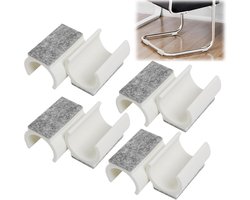 Stoelglijders - 8 stuks - Stoelpoot beschermers - Viltglijders voor sledestoelen - U-vormige stoelglijders voor ronde buizen - Parket - Laminaat - Krasbescherming - Geluidsdemping - Wit - 25 mm - 8 stuks - voor sledestoelen- Parket- Laminaat- Tegels