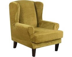 Stoelhoes 2-Delig - Fauteuilhoes Wingback - Meubels Vernieuwen - Zilver Vos Fleece - 95-110 cm Hoog - Gras Groen