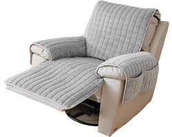 Stoelhoes - Fauteuilbeschermer - Universeel - Antislip Stoelbekleding - Hoes Voor Relaxstoel - TV-stoel - met Elastische Bevestigingsbanden - voor Thuis Met Kinderen en Huisdieren Hond - 190x53cm - Grijs