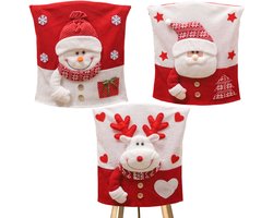 Stoelhoes Kerstmis - Kerst Stoelhoezen - set van 3 - Stoelbeschermer Kerst - Stoelhoezen - Kerst stoelversiering - Kerstdecoratie voor binnen - Bescherm je stoelen - 52*48*3cm - Voor Keuken, Woonkamer, Buiten, Feest, Werkplek, Eetkamer