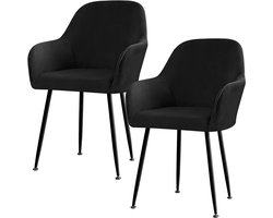 Stoelhoes met armleuning, stretch, universeel, afneembaar, hoezen voor stoelen, wasbaar, voor eetkamer, keuken, woonkamer, kantoor, bruiloft, decoratie, Zwart, set van 2