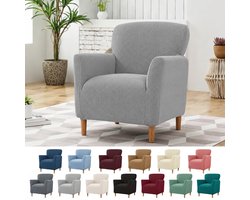 Stoelhoes met armleuningen, stretch, elastische stoelhoes van jacquard-gebreide stof, universele stoelhoes voor oorfauteuil en clubstoel, wasbaar, bescherming tegen vlekken en slijtage (lichtgrijs)