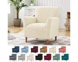 Stoelhoes met armleuningen, stretch, elastische stoelhoes van jacquard-gebreide stof, universele stoelhoes voor oorfauteuil en clubstoel, wasbaar, bescherming tegen vlekken en slijtage (lichtgeel)