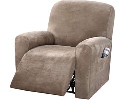Stoelhoes Relaxfauteuil - Meubelbeschermer Velvet - Meubels Vernieuwen - Met Zijvak - 70-100 cm Breed - Lichtbruin