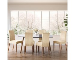 Stoelhoes - Stoelhoezen - afneembaar, wasbaar, voor eetkamerstoelen, keuken, restaurant, hotel, banket, bruiloft, feest - set van 6 -lichtbeige - 48D x 48B x 58H centimeter