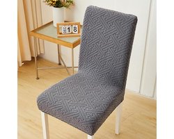 Stoelhoes voor eetkamerstoel (1 stuk) - Volledig bedekkende stoelhoes - Elastische stoelhoes - Elastische zitkussenhoes uit één stuk - Afneembaar - Hoes voor krukjes en stoelen - Beschermt stoelen en meubels (grijs)