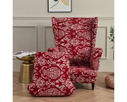Stoelhoes voor oorfauteuil, 2-delige set, rekbare hoes van wasbaar elastaan, meubelbeschermer voor oorfauteuil in woonkamer, slaapkamer of hotel (barokstijl)