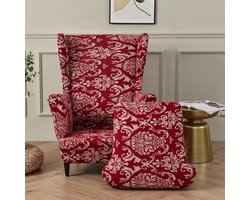 Stoelhoes voor oorfauteuil, set van 2, rekbare hoes van wasbaar elastaan, meubelbeschermer voor oorfauteuil in woonkamer, slaapkamer of hotel (barokstijl)