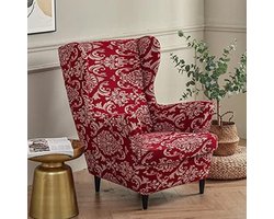 Stoelhoes voor oorfauteuil, set van 2, rekbare hoes van wasbaar elastaan, meubelbeschermer voor oorfauteuil in woonkamer, slaapkamer of hotel (barokstijl)