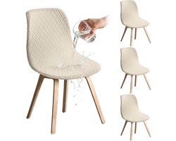 Stoelhoezen — 4-pack — Afneembare hoezen voor eetkamerstoelen — Universele stretch-stoelhoezen — Zithoezen — Ideaal voor huis & keuken — Duurzaam / Zeer elastisch / Afneembaar — Lengte: 45–52 cm, breedte: 40–46 cm, hoogte: 40–48 cm