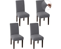 Stoelhoezen - 4 Stuks - Eetkamer Stoelhoes - Zetelhoes - Stoelhoezen Voor Eetkamerstoelen - Stoelbeschermers - Stoelhoezen Stretch - Chair Cover - Waterafstotende - Kantoor En Thuisgebruik - Hoes - Bescherm Stijlvol Je Stoelen - Lichtgrijs