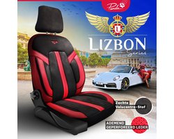 Stoelhoezen Chrysler PT Cruiser 2000 – 2010 – Lizbon Series - Rood zwart - Alcantara (suède look) – gevormd naar de originele stoelen (Voorstoelen set 2 voorstoelen)