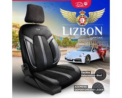 Stoelhoezen Chrysler PT Cruiser 2000 – 2010 – Lizbon Series - Zwart grijs - Alcantara (suède look) – gevormd naar de originele stoelen (Voorstoelen set 2 voorstoelen)