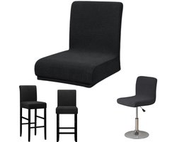 Stoelhoezen - eetkamer stoelhoezen - stretch stoelhoezen - lage rugleuning stoelhoezen - stoelhoezen in effen kleur - barkrukken hoezen - gebruikt voor hoge krukken, stoelen voor thuis, barkruk (35*38cm - zwart)