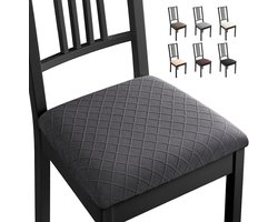 Stoelhoezen, eetkamerstoel, stoelovertrek, 4 stuks, spandex, jacquard, stoelhoezen, stretchstoelhoezen, afneembaar, wasbaar, voor thuis, hotel, banket (4 stuks, donkergrijs) B
