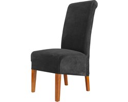 Stoelhoezen eetkamerstoelen, Fluwelen Stretch Stoelhoezen - XL Wasbare Verwijderbare Eetstoelhoezen - Perfect voor Eetkamerstoelen, Hoge Rugstoelen, Thuis, Restaurant en Hotel Decor - Luxe zwarte Stoelhoezen voor een Stijlvolle Uitstraling (6 Stuks)