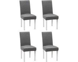 Stoelhoezen - Eetkamerstoelhoezen - Meubels Beschermen - Zilver Vos Pluche - 4 stuks - Donkergrijs
