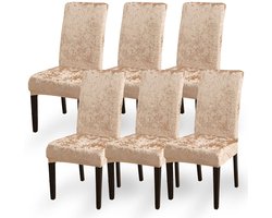 Stoelhoezen - Fluwelen Stretch Stoelhoezen - Beschermend & Decoratief - 6 Stuk - Voor Eetkamerstoelen & Evenementen - Goud