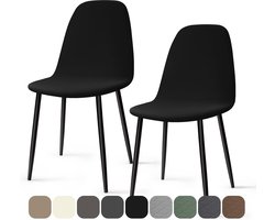 Stoelhoezen in Scandinavische stijl, set van 2, geschikt voor alle eetkamerstoelen, wasbaar, elastische stof, perfect voor de woonkamer, keuken en hotelinrichting- zwart