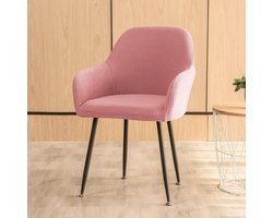 Stoelhoezen met armleuning, 1 set, jacquard, stretch, eetkamerstoelen, overtrek, afneembaar, wasbaar, antislip, keukenstoelen, hoezen voor stoelen, elegant, voor woonkamer, kantoor, roze