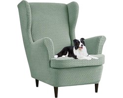 Stoelhoezen Oorfauteuil - Bankhoezen Set - Meubels Beschermen - Elastische Pasvorm - 2 Stuks - Groen