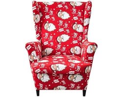 Stoelhoezen Oorfauteuil - Beschermhoezen Meubels - Interieur Vernieuwen - 2-Delig Design - 70-80 cm Hoog - Kerstman Print