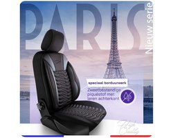 Stoelhoezen Peugeot 2008 2019 – heden – Paris Zwart Pique stof – sluit perfect aan (Complete set voorstoelen + achterbank)