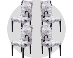 Stoelhoezen, set van 4 stuks, super fit, stretch, afneembare wasbare eetkamerstoel, beschermhoezen, voor hotel, eetkamer, ceremonie, banket, bruiloftsfeest (grijs rotan)