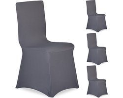 stoelhoezen - set van 4 - universeel - stretch - kerst - antraciet
