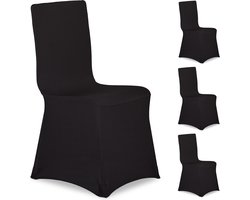stoelhoezen - set van 4 - universeel - stretch - kerst - zwart