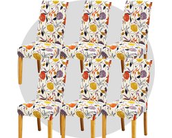 Stoelhoezen, set van 6 stuks, super fit, stretch, afneembare wasbare eetkamerstoel, beschermhoezen, voor hotel, eetkamer, ceremonie, banket, bruiloftsfeest (rood geel rotan)