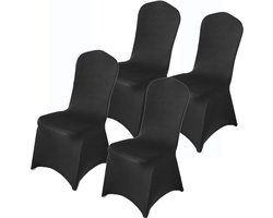 Stoelhoezen - Stoelhoes Stretch - 4 Stuks - 85-95CM - Eetkamerstoel Hoes - Eetkamerstoelen - Stretch Stoelhoes Eetkamer - Stoelbeschermers - Bescherm uw stoel - Zwart