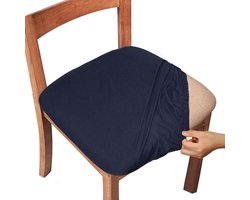 Stoelhoezen, stoelhoezen voor eetkamerstoelen met strikken, rekbare stoelhoezen, beschermers voor eetkamer- en keukenstoelen (4 stuks, marineblauw)
