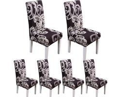 Stoelhoezen voor de Eetkamer - Rekbare en Wasbare Beschermhoezen voor Stoelen - 6 Stuks met Bloemenpatroon voor Ceremonies en Bruiloften