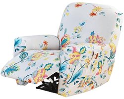 Stoelhoezen voor Relaxfauteuils, Elastische 4-Delige Set, Stretch Covers met Zakjes, Bloemenprint en Comfortabele Bescherming