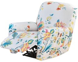 Stoelhoezen voor Relaxfauteuils, Elastische 4-Delige Set, Stretch Covers met Zakjes, Bloemenprint en Comfortabele Bescherming