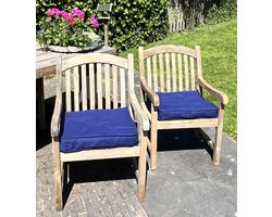 Stoelkussen 50x50x10 4 stuks met handgreep marine blauw, doorgestikt , 100% katoen