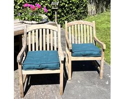 Stoelkussen 50x50x10 4 stuks met handgreep zeegroen, doorgestikt , 100% katoen