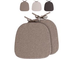 Stoelkussen met banden, zitkussen, antislip, halfrond, voor stoelen in huis en tuin, kantoor (mini-grijsbruin, 2 stuks)