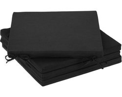 stoelkussen set van 4 - met lint - 39,5 x 39,5 cm - eetkamer - buiten - zwart