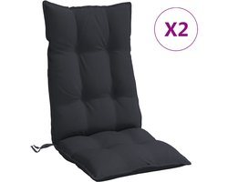 Stoelkussens 2 st | Tuinkussen hoge rug oxford stof zwart