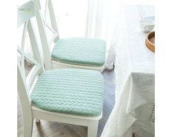 Stoelkussens - 2 stuks - Zitkussens - Afneembaar en wasbaar - Kussens met bandjes - Keukenstoelkussens - 40 x 43 cm - Afneembare en wasbare hoezen - Geschikt voor tuinstoelen, eetkamerstoelen of bureaustoelen - Groen