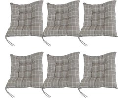 Stoelkussenset 6 Stuks - Zacht Polyester Zitkussen - Geschikt voor Binnen & Buiten Stoelen - Gemengd - 40x40 cm - 6 Stuks